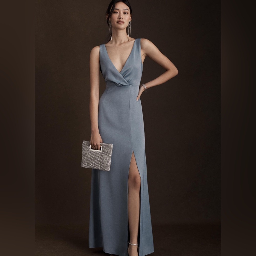 NWT - Multi Sizes - BHLDN Piper V-Neck Side-Slit Satin Gown